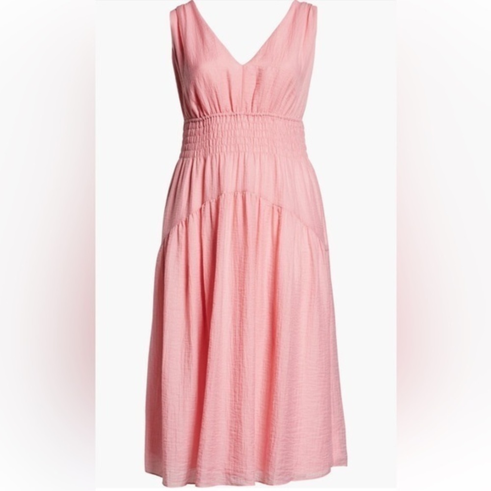 Vince Smocked Tiered Midi Dress